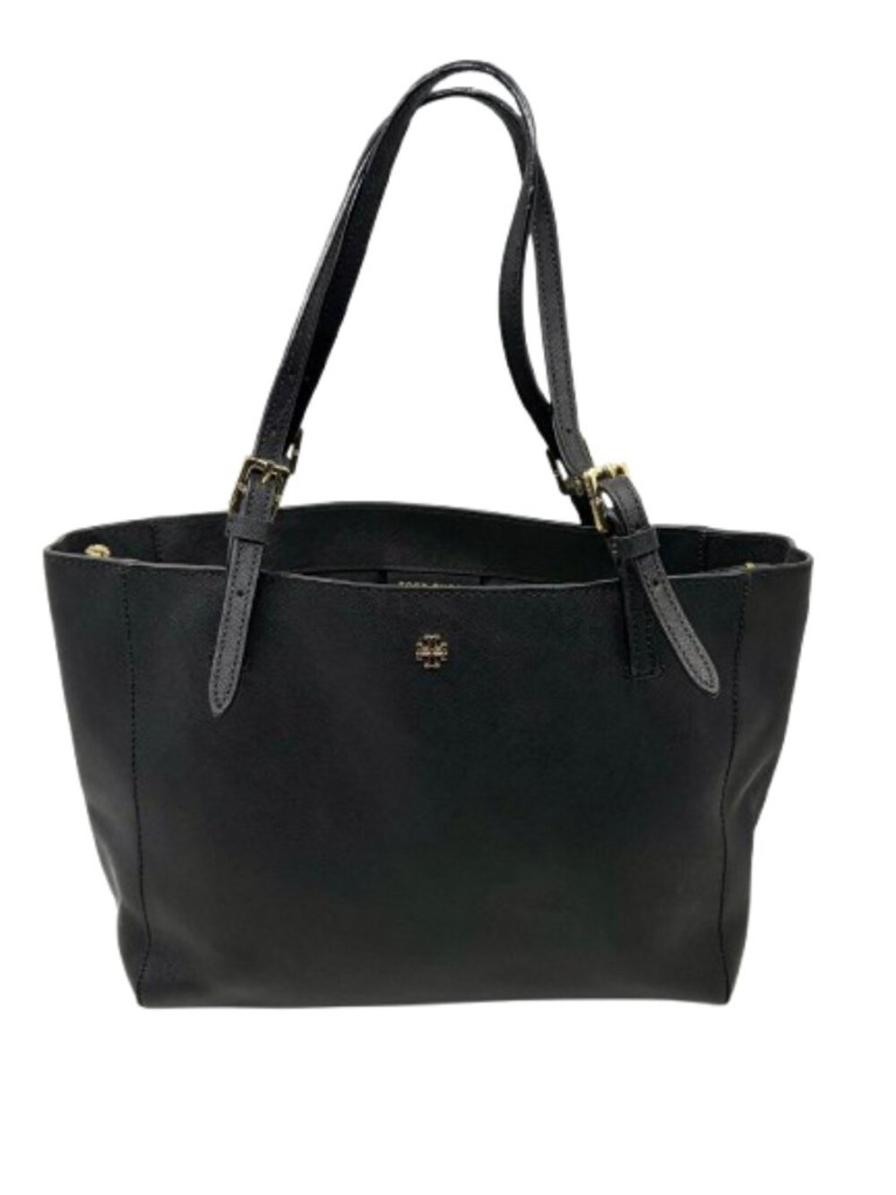TORY BURCH~York Buckle~BLACK SAFFIANO LEATHER TOTE 3 COMPARTMENT BAG